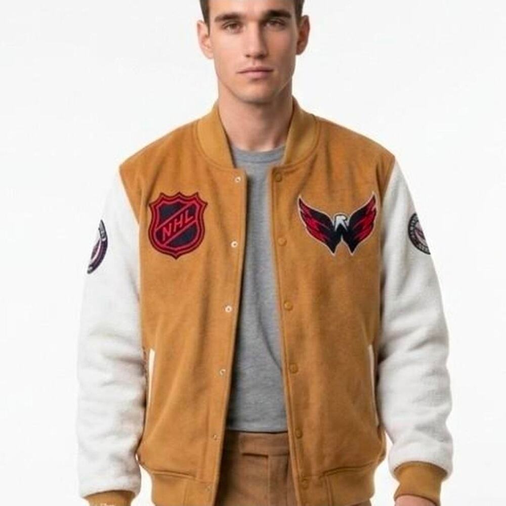 Sz Large Mitchell & Ness Washington Capitals Dusted Varsity Jacket
